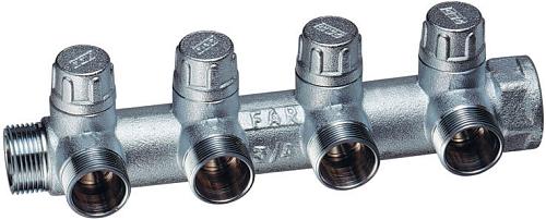 Far Запорн. коллект. 1" (ВР-НР) с 4 отв. 1/2" НР (межосев. 45 мм)