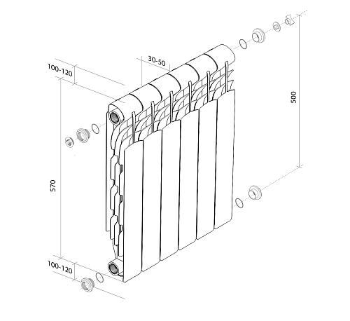 Royal Thermo Revolution 500/1 секция  Алюминиевый радиатор 