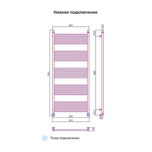 Сунержа Богема 1800x800 Водяной полотенцесушитель