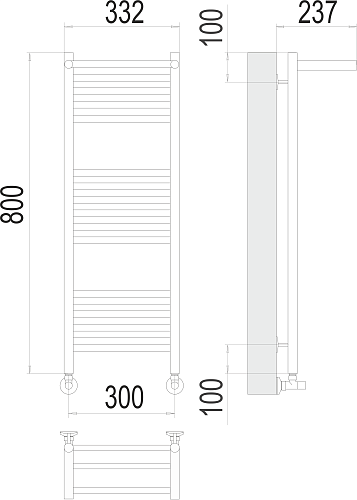Terminus Аврора с/п П16 300х800 Водяной полотенцесушитель 