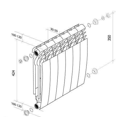 Royal Thermo Biliner 350 Silver Satin /8 секции БиМеталлический радиатор