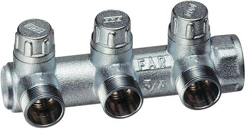 Far Коллектор запорный 3/4" с 3 отводами М24х19, концевой